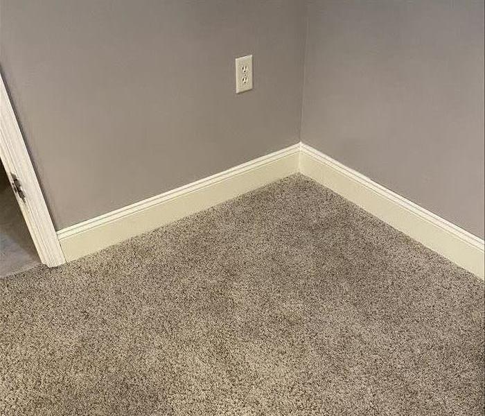 Dry carpet and baseboards reinstalled 